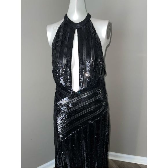 GALVAN Peek-A-Boo Sequin Halter Gown $2350 - Picture 5 of 12